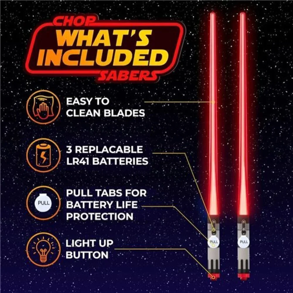 Light Sabert Chop Sticks LED Glowing Reusable Sushi Noodles Chinese  Red